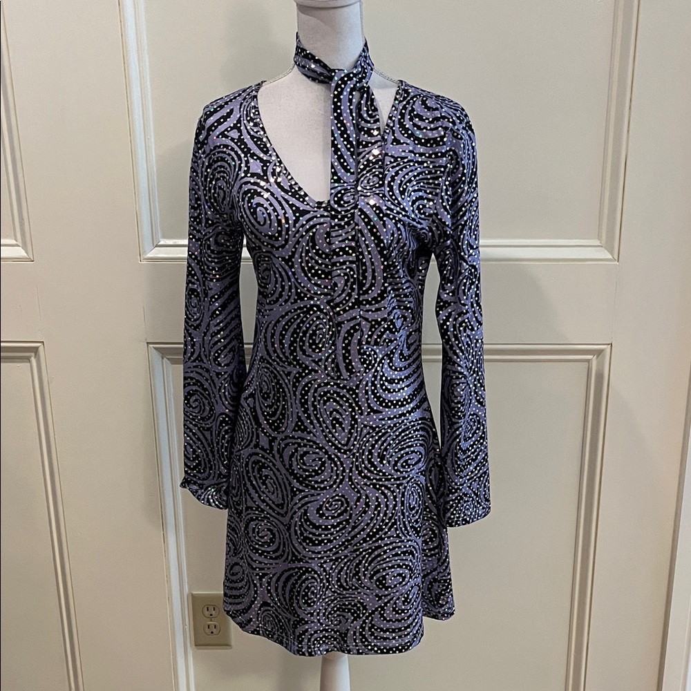 70’s Costume Black and Purple Dress